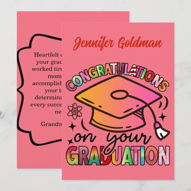 Invitation Félicitations pour l'obtention du diplôme (Devant / Derrière)