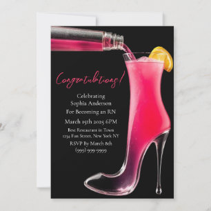 Invitation Félicitations-Stiletto et Cocktails