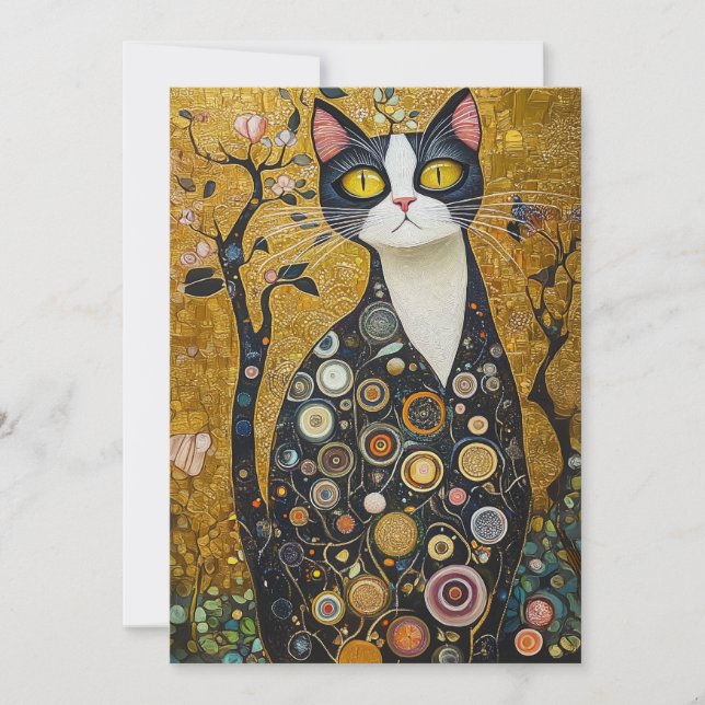 Invitation Feline céleste en or (Devant)