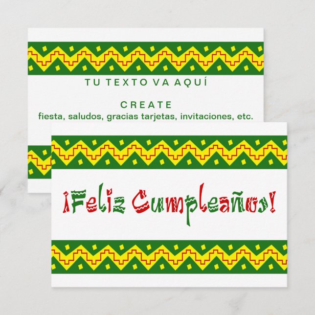 Invitation feliz cumpleanos arriba (Devant / Derrière)