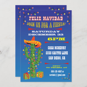 Invitation Feliz Navidad Cactus avec Sombrero