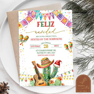 Invitation Feliz Navidad Cactus Fête de Noël Fiesta