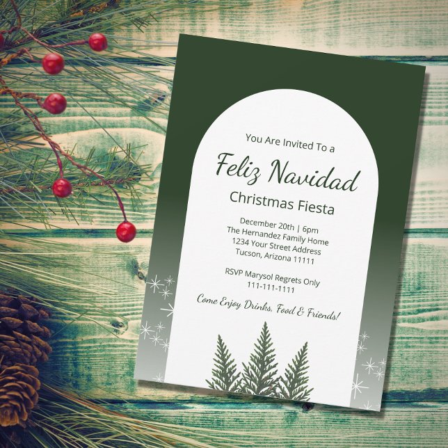 Invitation Feliz Navidad Fiesta Arbres À feuillage persistant (Créateur téléchargé)