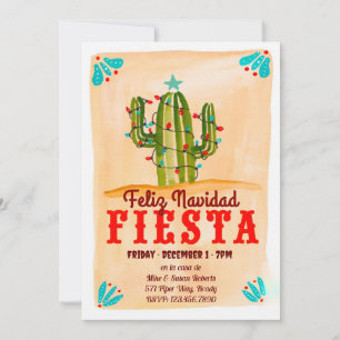 Invitation Feliz navidad Fiesta Cactus sur Chalkboard Invitat
