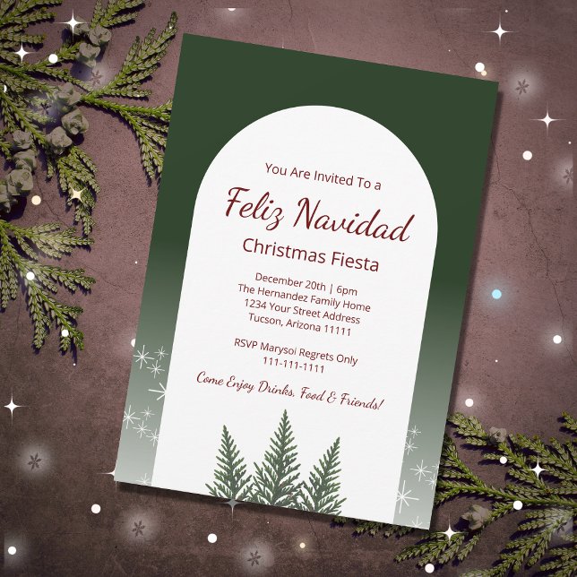 Invitation Feliz Navidad Fiesta Noël Evergreens (Créateur téléchargé)