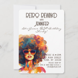 Invitation Female Retro Rewind 50e Anniversaire Shindig Party