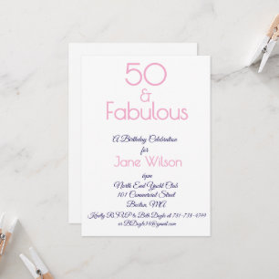 Invitation Féminin Rose Navy 50 ans et Anniversaire Fabulueux