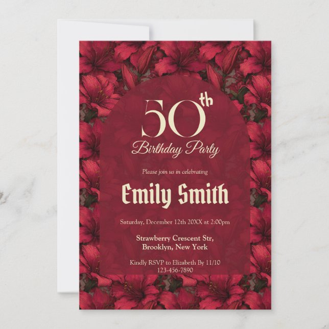 Invitation Feminine Lilies Aesthetic Daughter’S Birthday (Devant)