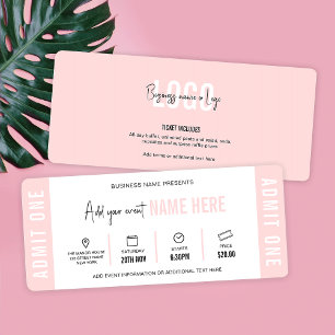 Invitation Feminine Modern Event Ticket Société Bon cadeau