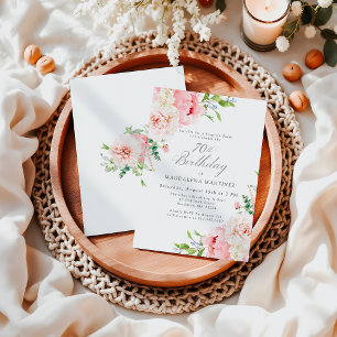 Invitation Feminine Rose Floral 70e anniversaire Surprise Par