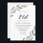 Invitation Femme à feuilles d'aquarelle masculine 21e Invitat<br><div class="desc">Watercolor Leaf Femme signifie 21ème anniversaire Invitation Moderne élégant aquarelle verte invitation à la feuille verte Variations à l'invitation et articles correspondants dans notre magasin</div>