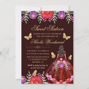 Invitation Femme à la peau foncée en Floral mexicain robe suc