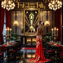 Femme afro-américaine Art déco rouge fabuleuse 50 