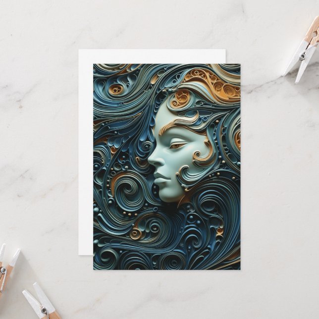 Invitation Femme au Clair de Lune Art 3D (Devant/Arrière en situation)