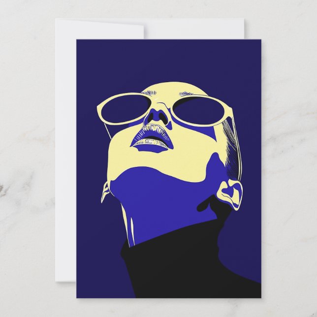 Invitation Femme audacieuse de l'art pop avec des lunettes de (Devant)