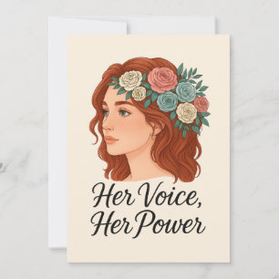 Invitation Femme avec tête fleurie, autonomisation des femmes