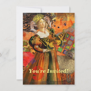 Invitation Femme Bélier Orange : Collage d'Art Antique Gothiq