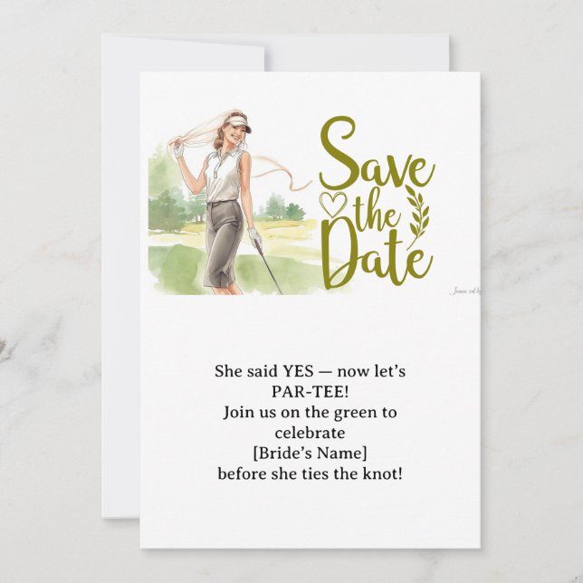 Invitation Femme célibataire de golf joue au golf (Devant)