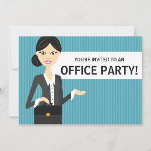 Invitation Femme d'affaires mignonne aux cheveux noirs fête d