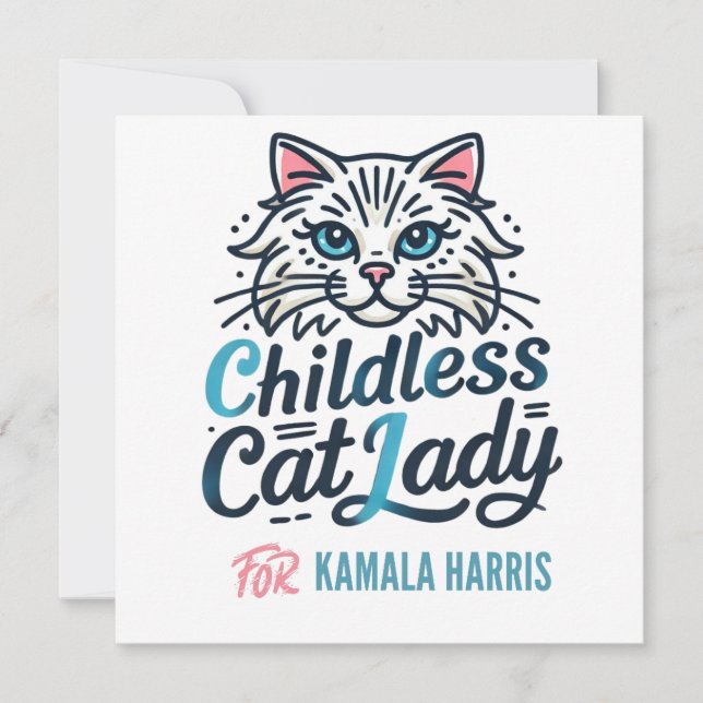 Invitation Femme de chat sans enfant pour Kamala Harris (Devant)