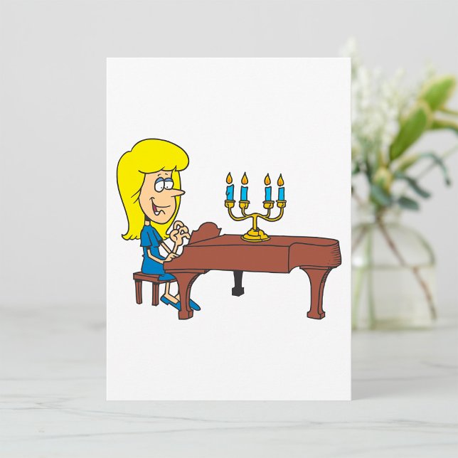 Invitation Femme de dessin animé jouant du piano avec un cand (Créateur téléchargé)