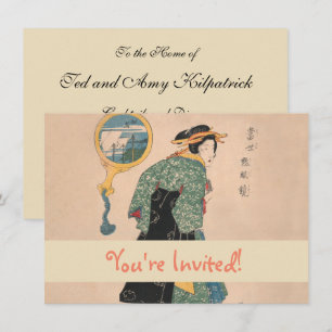 Invitation Femme de kimono japonais antique Ukiyo-e gravure s