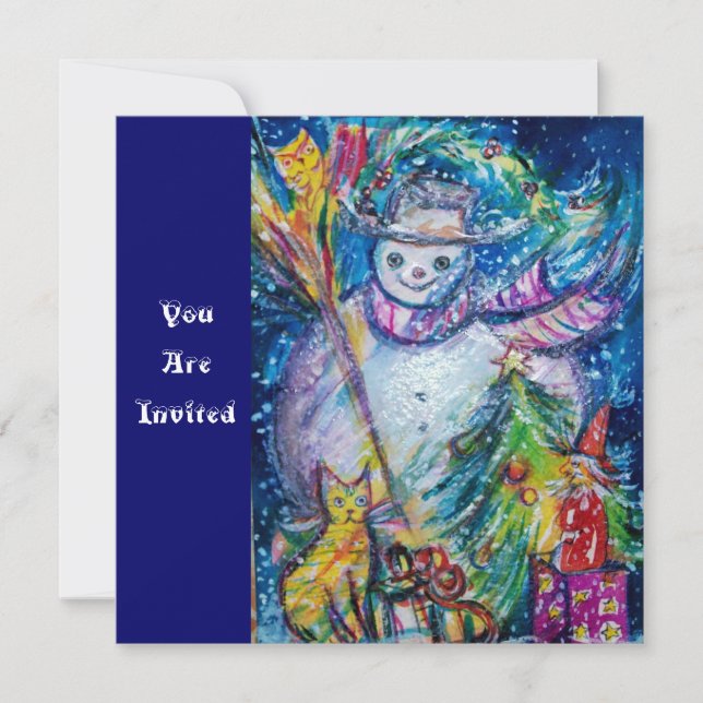 Invitation FEMME DE NEIGE AVEC JOUETS, Fête de Noël (Devant)