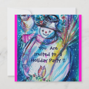 INVITATION FEMME DE NEIGE AVEC OWL, FÊTE DE VACANCES