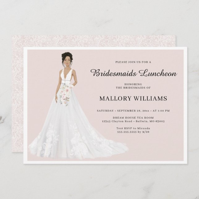 Invitation Femme d'honneur Luncheon (Devant / Derrière)