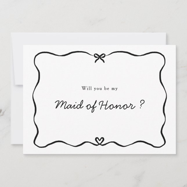Invitation Femme d'honneur Proposition Cute Bow Coeur cadre (Devant)