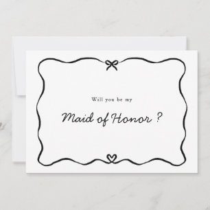 Invitation Femme d'honneur Proposition Cute Bow Coeur cadre