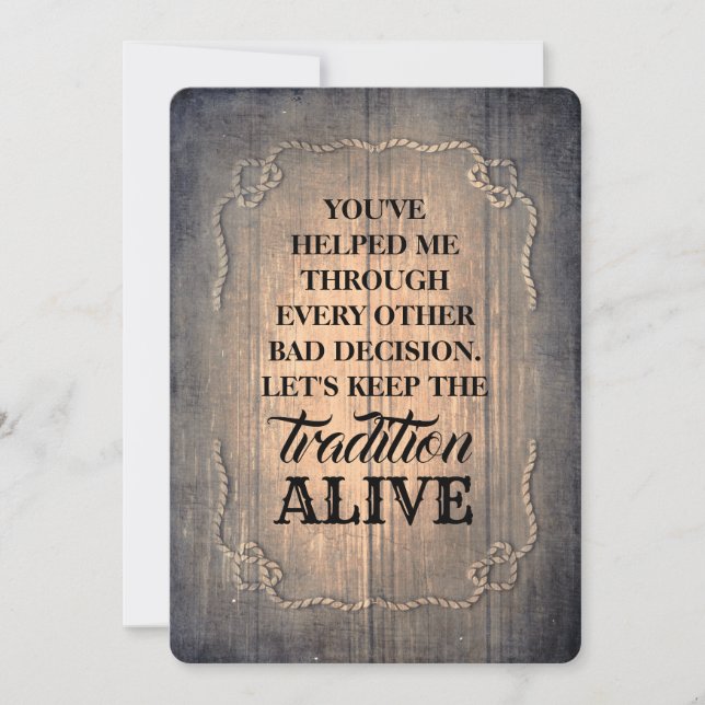 Invitation Femme d'honneur rustique amusante / La servante d' (Devant)