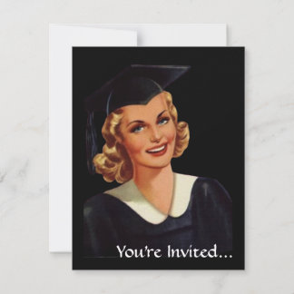 Invitation Femme diplômée du Vintage College