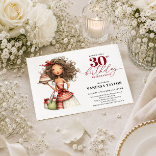 Invitation Femme drôle élégante 30e anniversaire écriture Bou