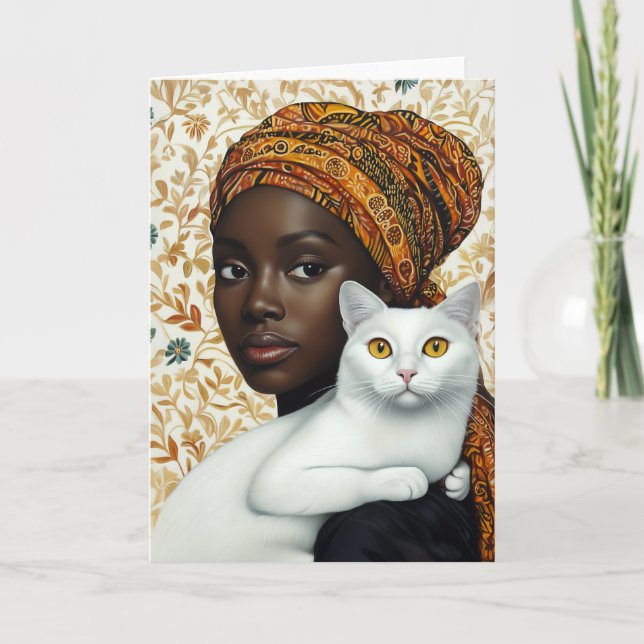Invitation Femme élégante et chat (Devant)