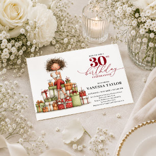 Invitation Femme Élégante Excentrique 30e Anniversaire Fête B