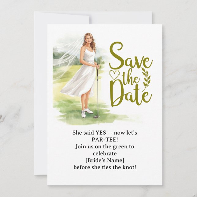 Invitation Femme en célibataire de golf joue au golf  (Devant)