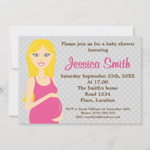 Invitation Femme Enceinte Blonde En Robe Rose Baby shower