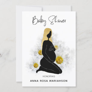 Invitation *~* Femme enceinte florale Baby shower d'or noir