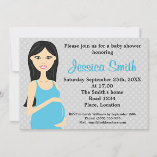 Invitation Femme Enceinte Mignonne En Baby shower Robe Bleue