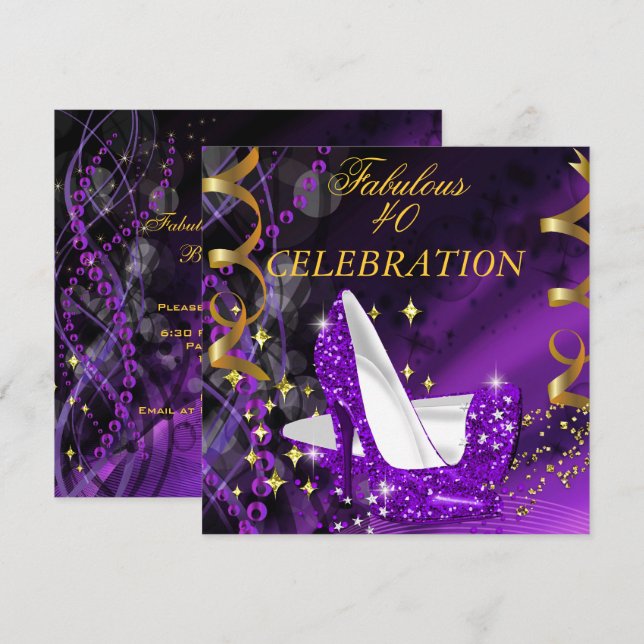Invitation Femme Fabuleuse de 40 ans Chaussures à Talons Viol (Devant / Derrière)