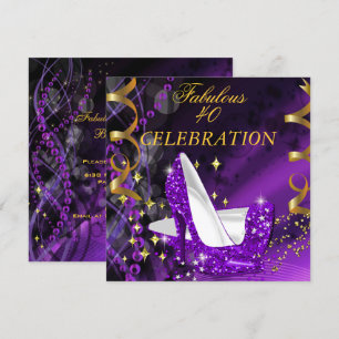 Invitation Femme Fabuleuse de 40 ans, Talons Hauts Violets Do