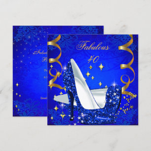 Invitation Femme Fabuleuse de 40 ans, Talons Royaux Bleu Or A