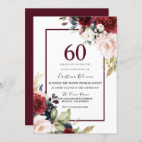 Femme florale bordeaux Mens 60e anniversaire