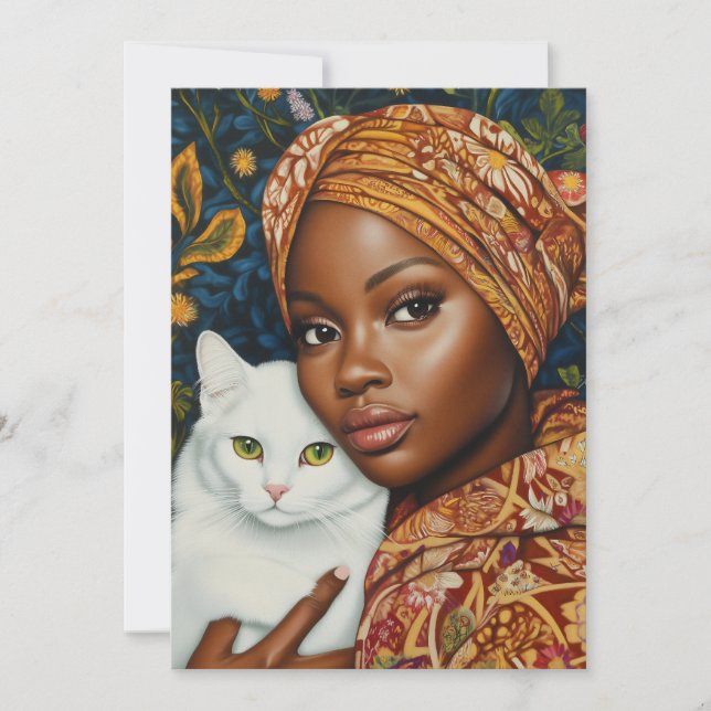 Invitation Femme gracieuse avec chat (Devant)