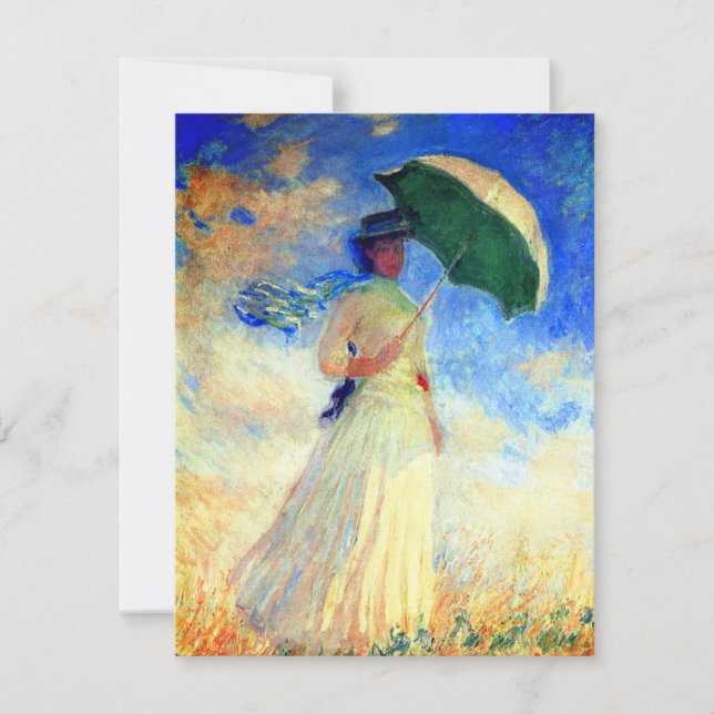 Invitation Femme Monet avec un parasol face droit (Devant)