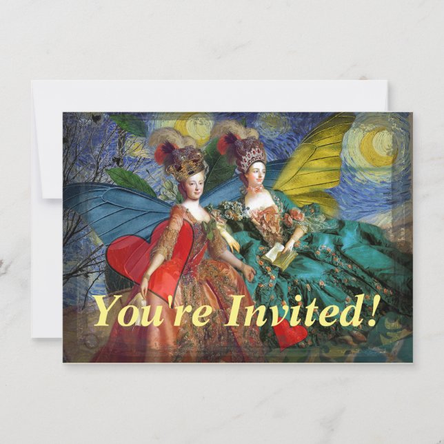 Invitation Femme Papillon Capricieuse Gémeaux Gothique Classi (Devant)