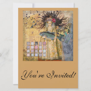 Invitation Femme Poisson Vintage Gothique Classique
