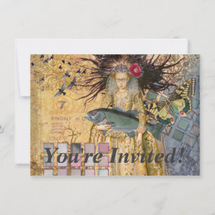 Invitation Femme Poisson Vintage Gothique Classique 