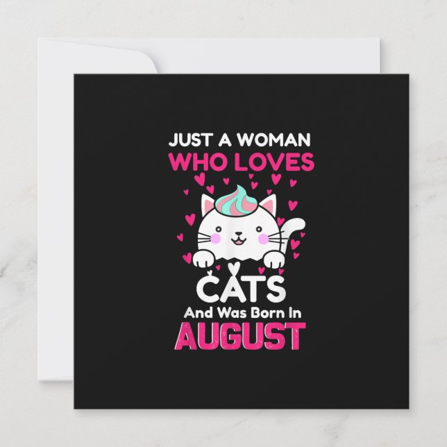 Invitation Femme qui aime les chats et est née en août (Devant)